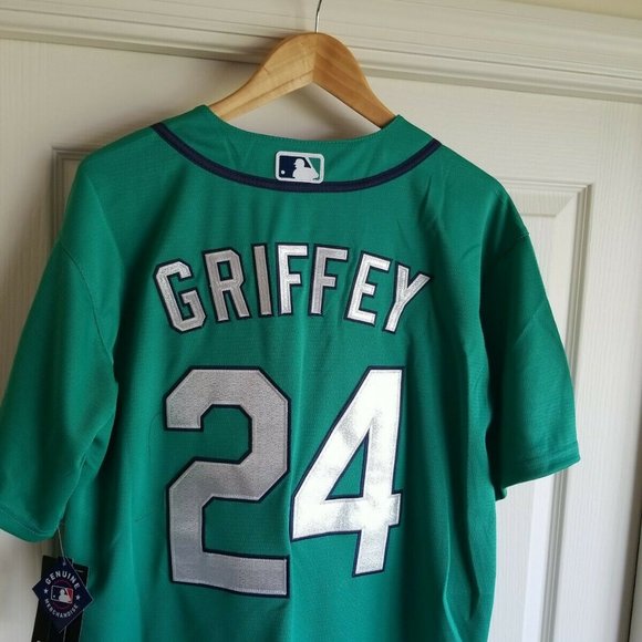 KEN GRIFFEY JR SEATTLE MARINERS GREEN RETRO THROWBACK JERSEY - Picture 8 of 8
